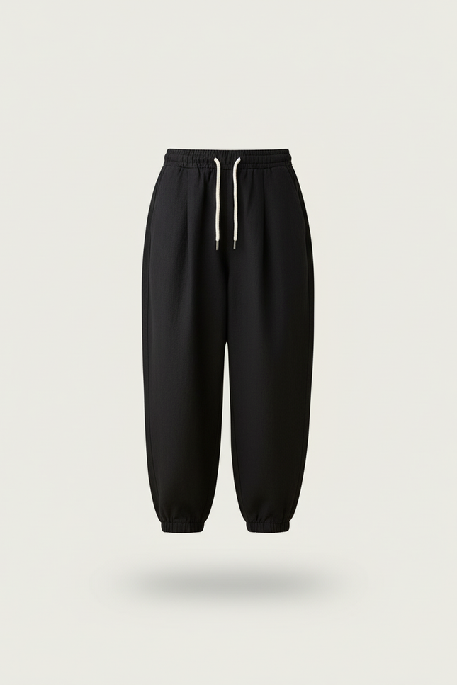 Pantalon Baggy Fille Noir Jogging - Lin - vue 3