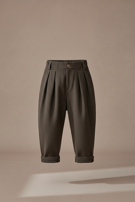 Pantalon Baggy Marron Coton Ample Plissé Enfant - Tweed - vue 3