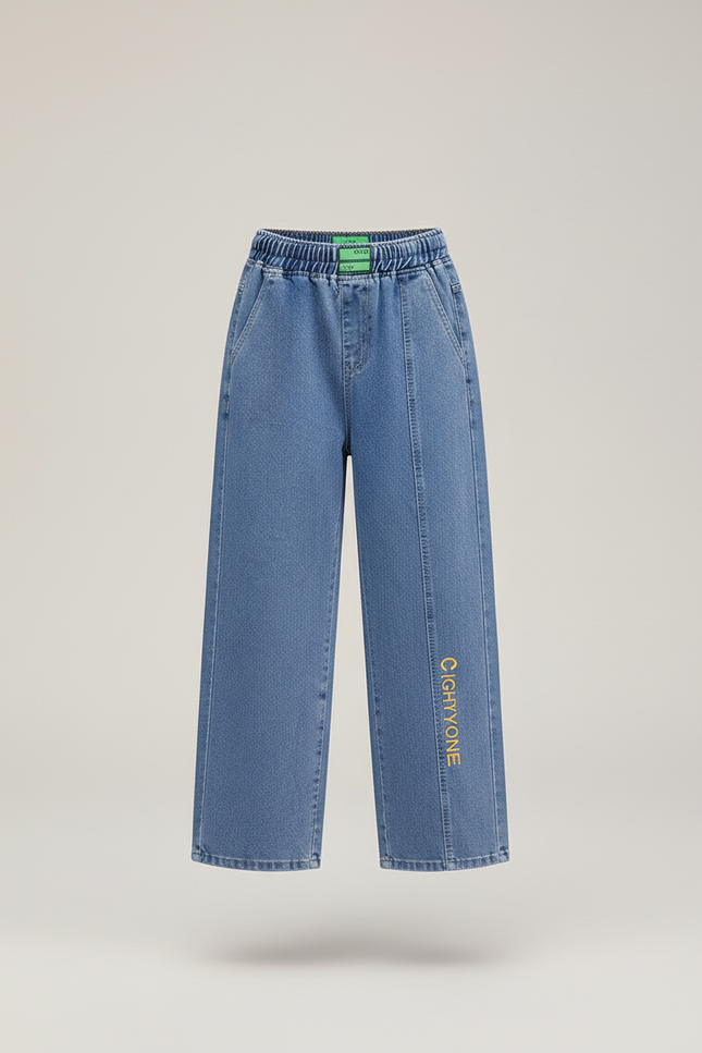 Pantalon Baggy Jean Denim Ample Décontracté Enfant Urbain - Bleu - vue 3