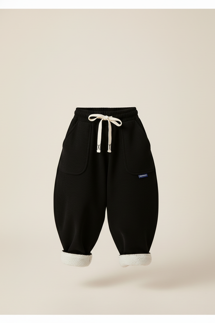 Pantalon Baggy Noir Côtelé Épais Ample Enfant - Cordé - vue 3