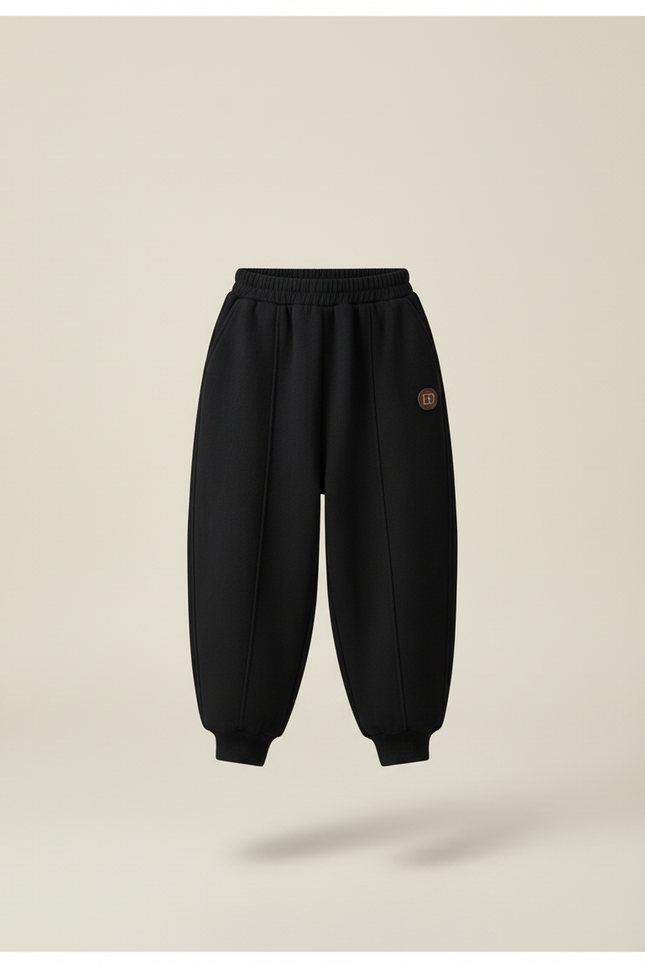 Pantalon Baggy Noir Ample Molletonné Élastiqué Garçon - vue 3