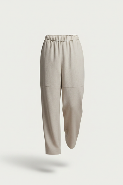 Pantalon Baggy Beige Ample Tissé Confortable Femme - Laine - vue 3