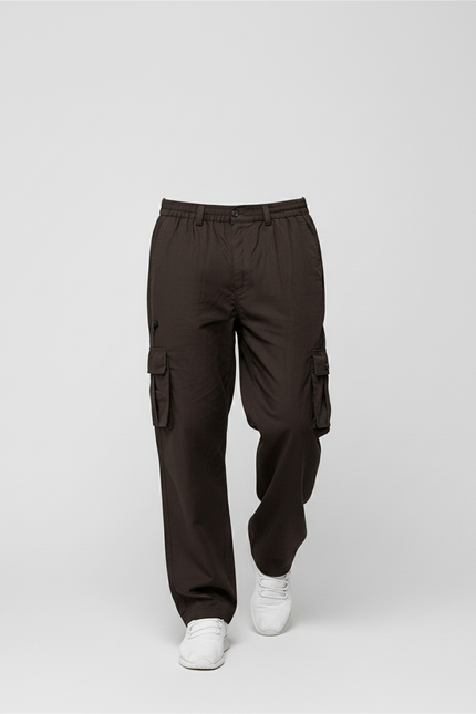 Pantalon Baggy Cargo Marron Ample Tactique Homme - Toile - vue 3