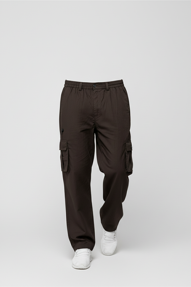 Pantalon Baggy Cargo Marron Ample Tactique Homme - Toile - vue 3