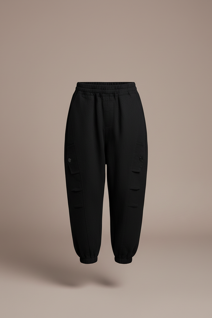 Pantalon Baggy Noir Ample Cargo Garçon Décontracté - Molleton - vue 3