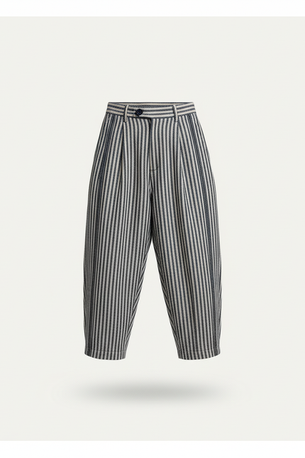 Pantalon Baggy Rayé Bleu Ample Décontracté Garçon - Coton - vue 3