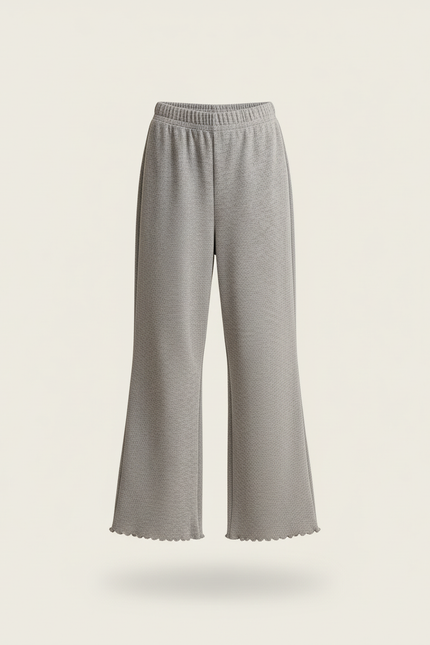 Pantalon Baggy Gris Évasé Côtelé Décontracté Enfant - Maille - vue 3