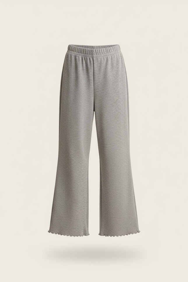 Pantalon Baggy Gris Évasé Côtelé Décontracté Enfant - Maille - vue 3