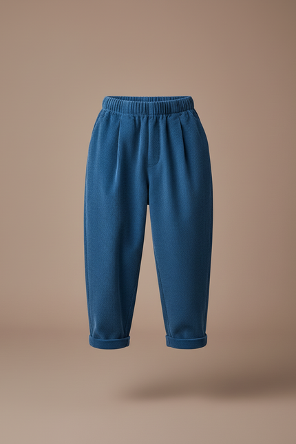 Pantalon Baggy Côtelé Bleu Ample Élastique Enfant - Cordé - vue 3