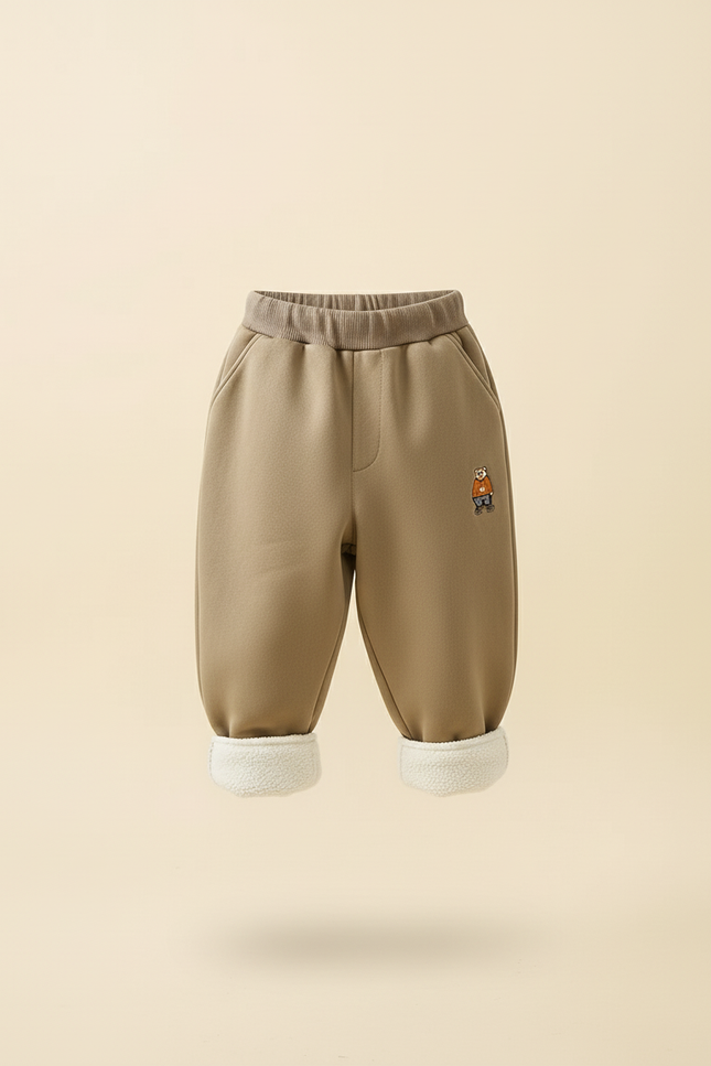 Pantalon Baggy Kaki Molletonné Chaud Enfant Brodé - vue 3