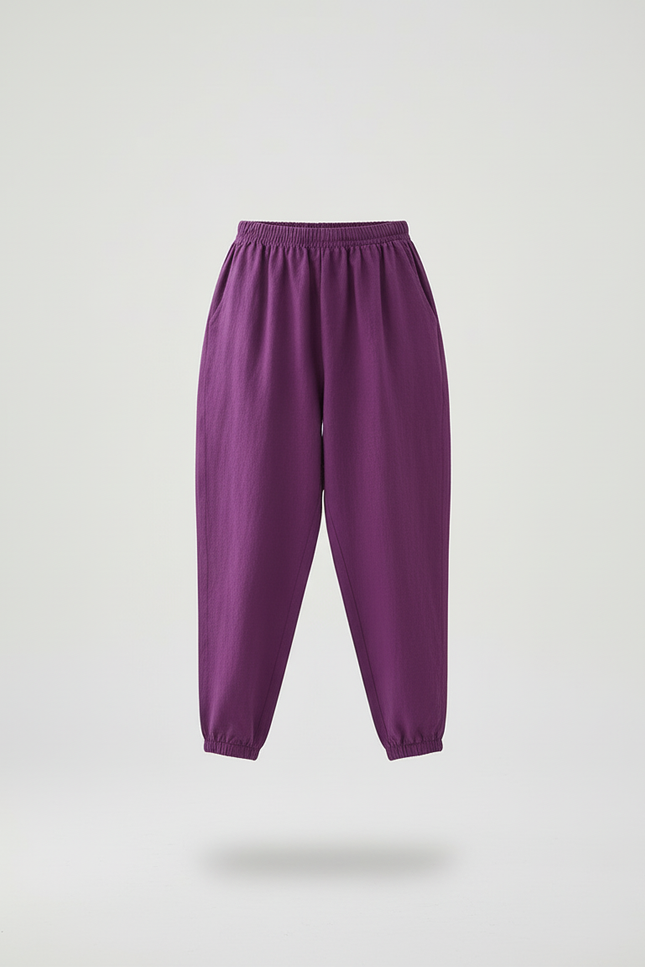 Pantalon Baggy Violet Coton Ample Décontracté Fille - Lin - vue 3