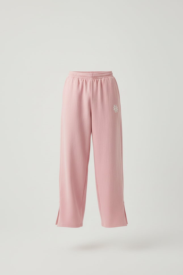 Pantalon Baggy Rose Ample Molletonné Brodé Unisexe - vue 3