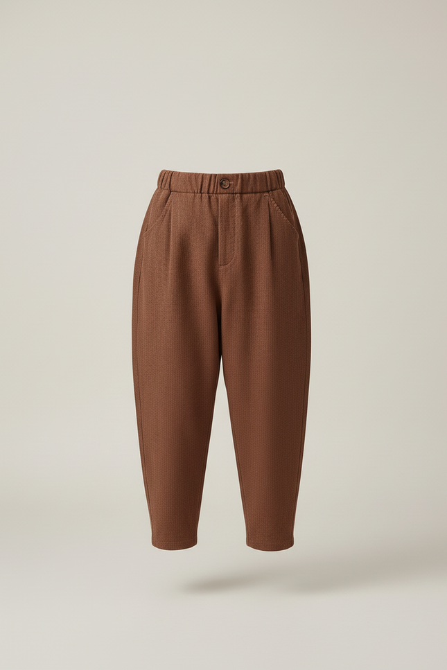 Pantalon Baggy Marron Ample Garçon Décontracté - Tweed - vue 3