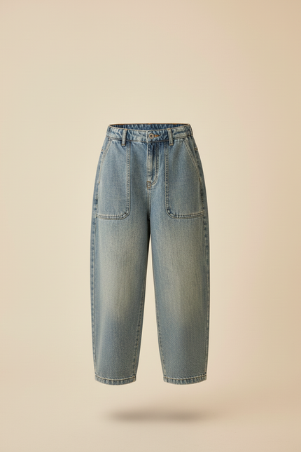 Pantalon Baggy Jean Denim Ample Décontracté Enfant Poches - Bleu - vue 3