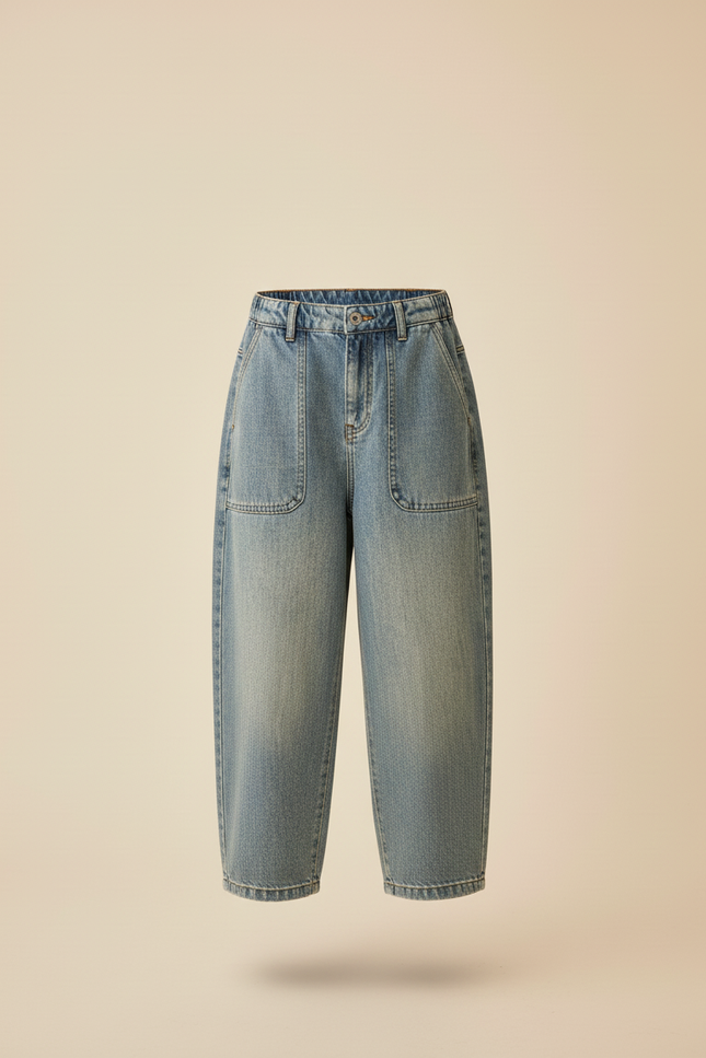 Pantalon Baggy Jean Denim Ample Décontracté Enfant Poches - Bleu - vue 3