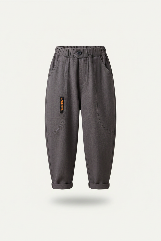 Pantalon Baggy Gris Foncé Coton Ample Enfant Casual - Lin - vue 3
