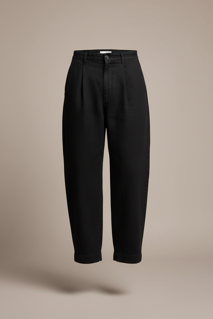 Pantalon Baggy Noir Ample Plissé Décontracté - Gabardine - vue 3