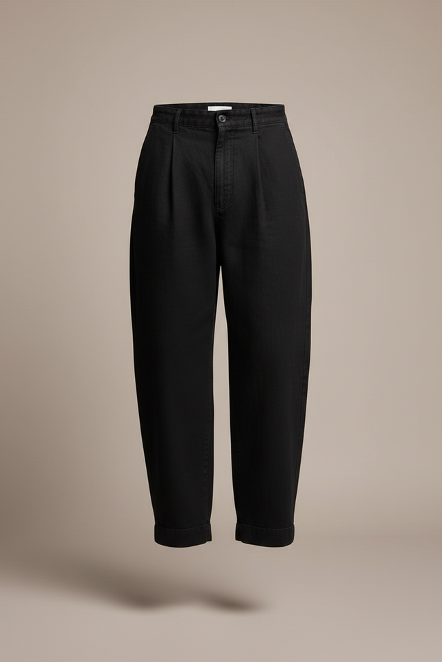 Pantalon Baggy Noir Ample Plissé Décontracté - Gabardine - vue 3