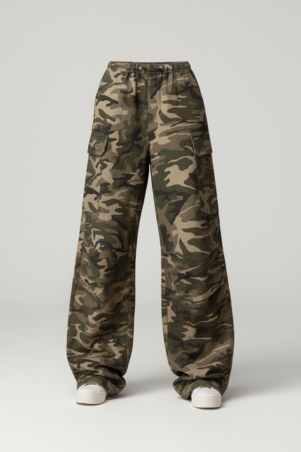 Pantalon Baggy Camouflage Ample Cargo Streetwear Femme - Multicolore Toile - vue 3