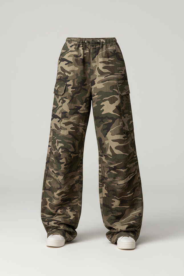 Pantalon Baggy Camouflage Ample Cargo Streetwear Femme - Multicolore Toile - vue 3