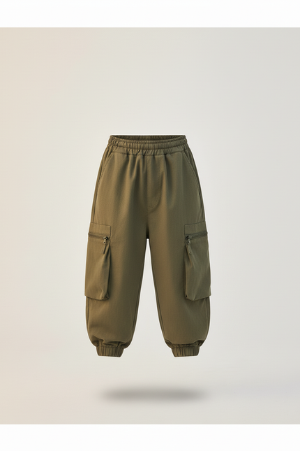 Pantalon Baggy Vert Kaki Cargo Ample Garçon Décontracté - Toile - vue 3