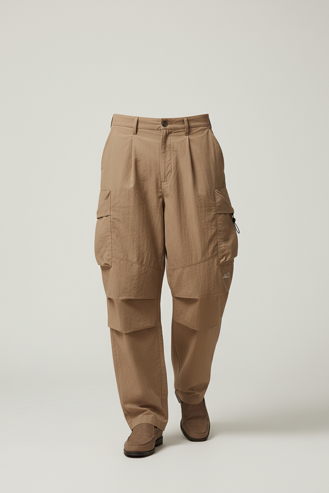 Pantalon Baggy Cargo Beige Ample Confortable Décontracté - Polyester - vue 3