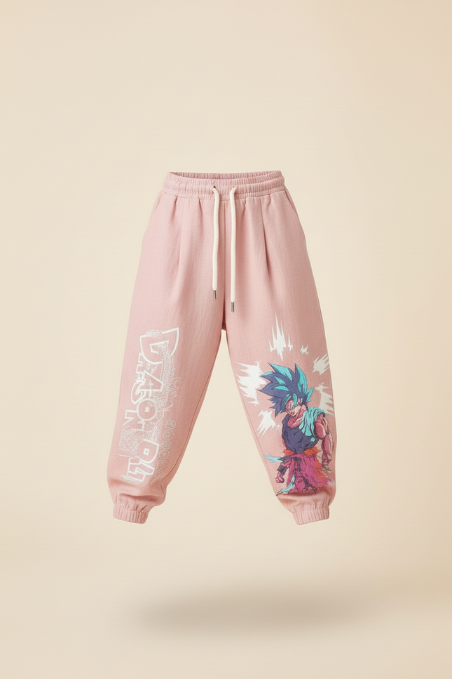 Pantalon Baggy Rose Coton Ample Imprimé Anime Fille - vue 3