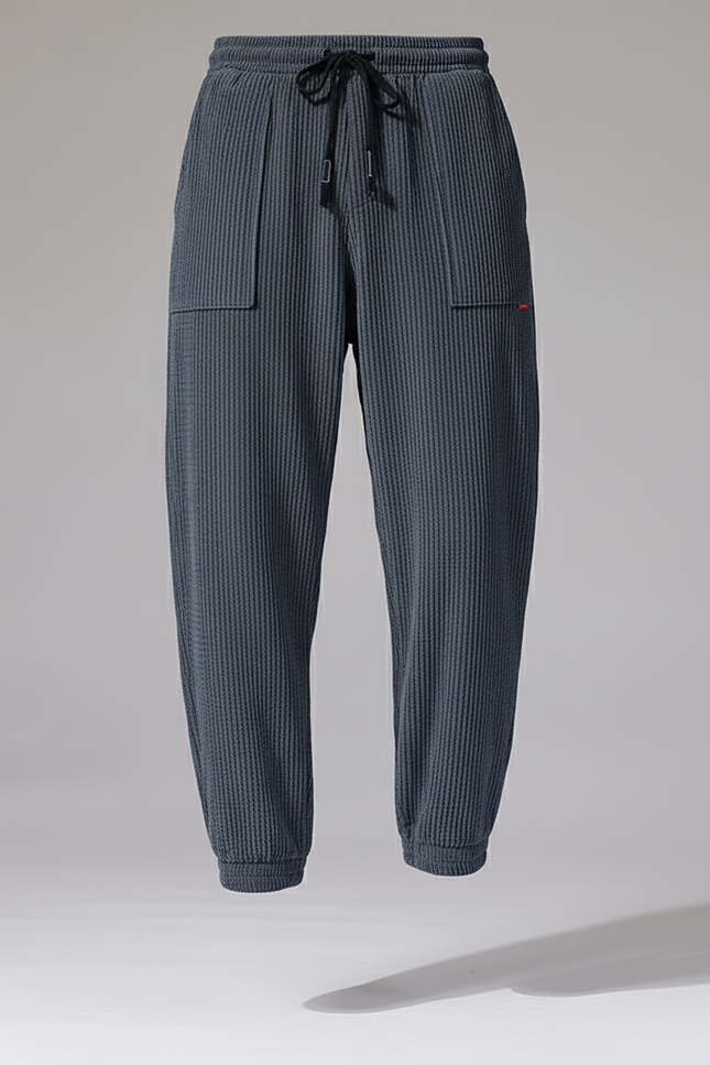 Pantalon Baggy Côtelé Gris Ample Décontracté Homme - Cordé - vue 3