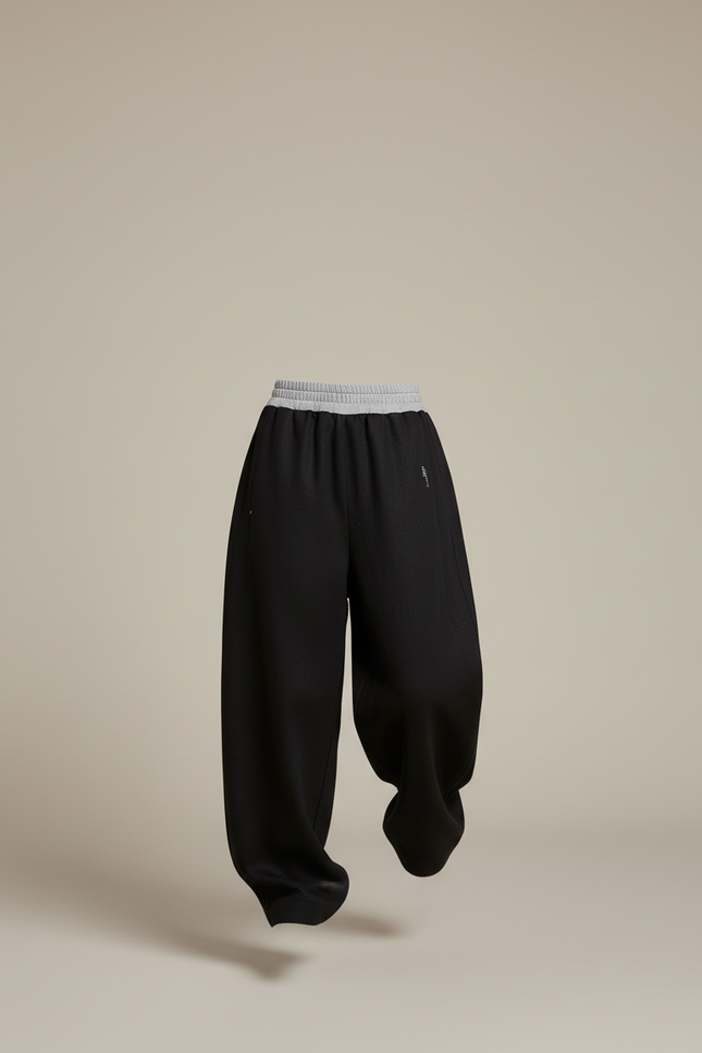 Pantalon Baggy Noir Ample Fluide Fille - Laine - vue 3
