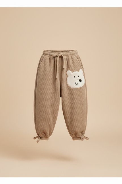 Pantalon Baggy Velours Côtelé Marron Ours Mignon Enfant - Cordé - vue 3