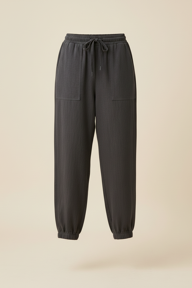 Pantalon Baggy Anthracite Cordon Ample Décontracté Femme - Gris Coton - vue 3