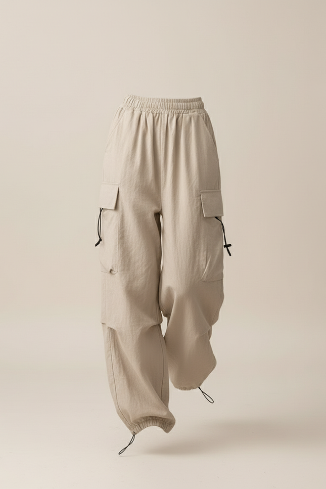 Pantalon Baggy Beige Cargo Ample Multi-Poches Femme - Toile - vue 3