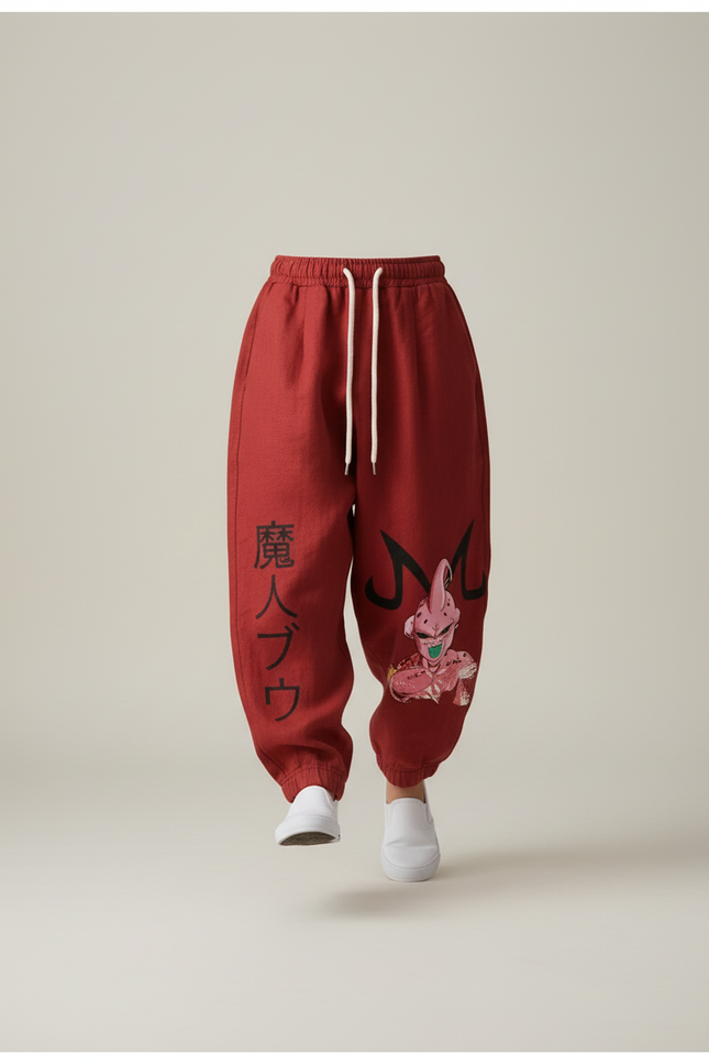 Pantalon Baggy Rouge Coton Ample Majin Buu Enfant - Lin - vue 3