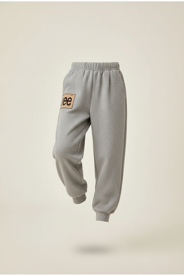 Pantalon Baggy Gris Chiné Molletonné Lettre Enfant - vue 3