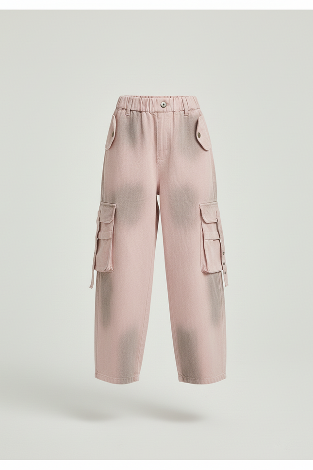 Pantalon Baggy Rose Ample Cargo Décontracté Fille - Jean - vue 3