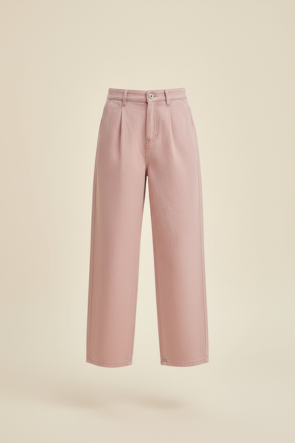 Pantalon Baggy Rose Taille Haute Ample Fille - Jean - vue 3