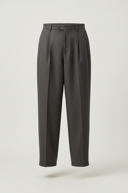 Pantalon Baggy Gris Foncé Droit Ample Décontracté Homme - Laine - vue 3