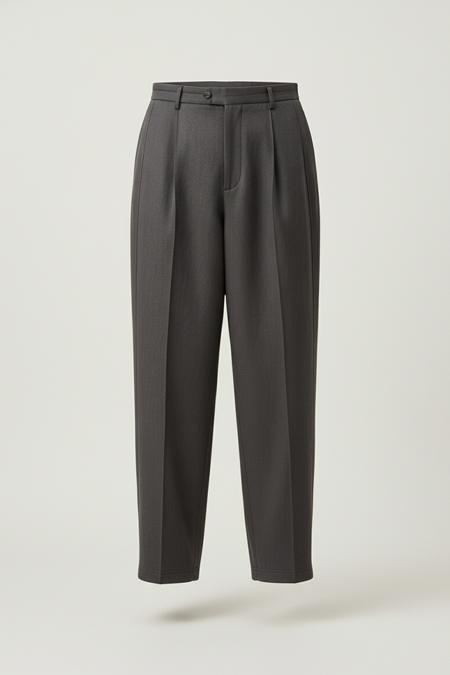 Pantalon Baggy Gris Foncé Droit Ample Décontracté Homme - Laine - vue 3