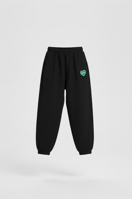 Pantalon Baggy Noir Côtelé Ample Cœur Fille - Cordé - vue 3