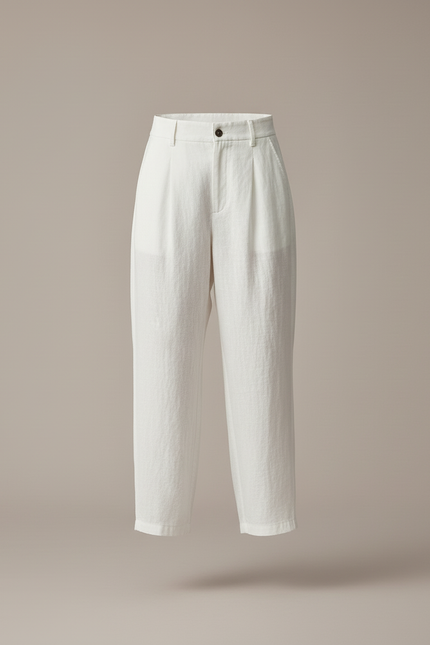 Pantalon Baggy Blanc Ample Lin Chic Femme - vue 3