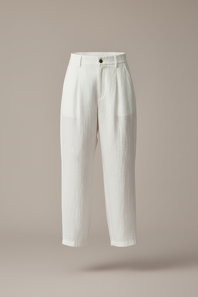 Pantalon Baggy Blanc Ample Lin Chic Femme - vue 3