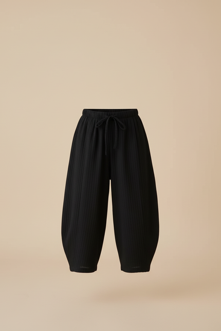 Pantalon Baggy Noir Côtelé Ample Coton Enfant - Cordé - vue 3