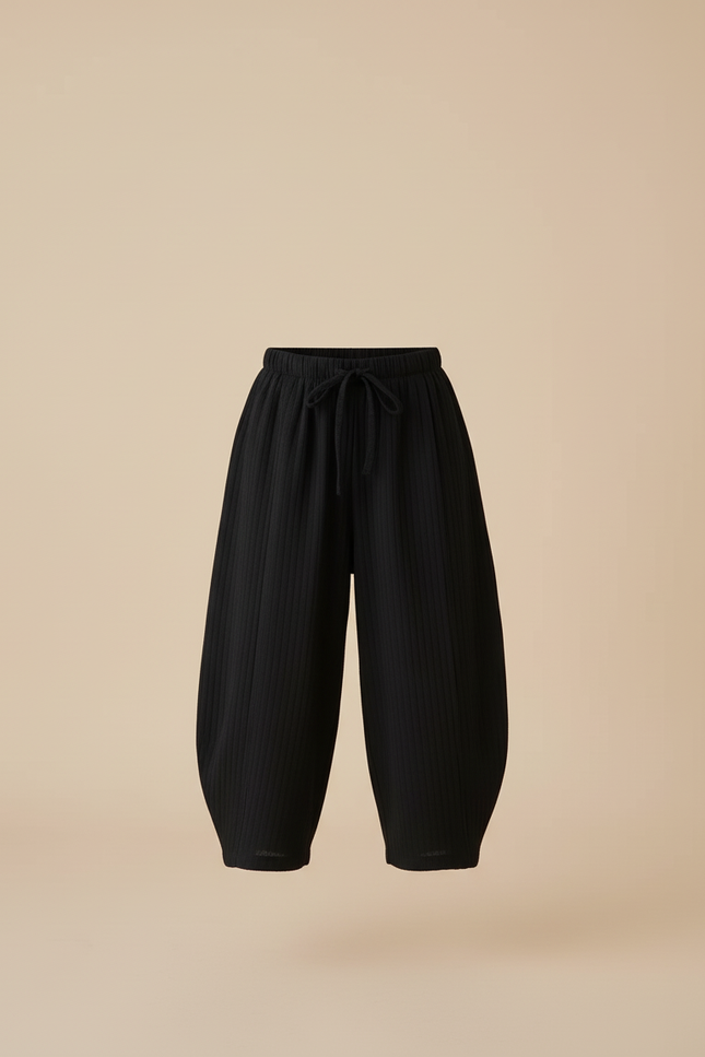Pantalon Baggy Noir Côtelé Ample Coton Enfant - Cordé - vue 3