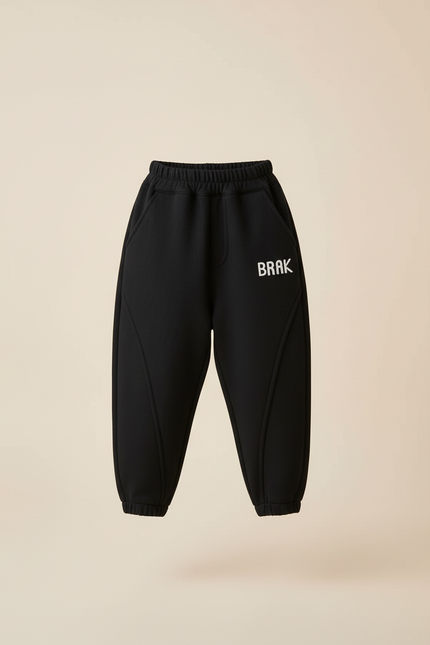 Pantalon Baggy Noir Ample Molleton Enfant Décontracté Élastique - vue 3