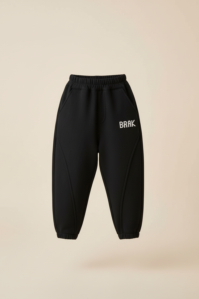 Pantalon Baggy Noir Ample Molleton Enfant Décontracté Élastique - vue 3