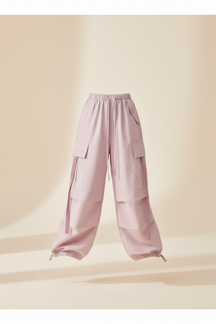 Pantalon Baggy Violet Cargo Ample Fille Cordon - Toile - vue 3