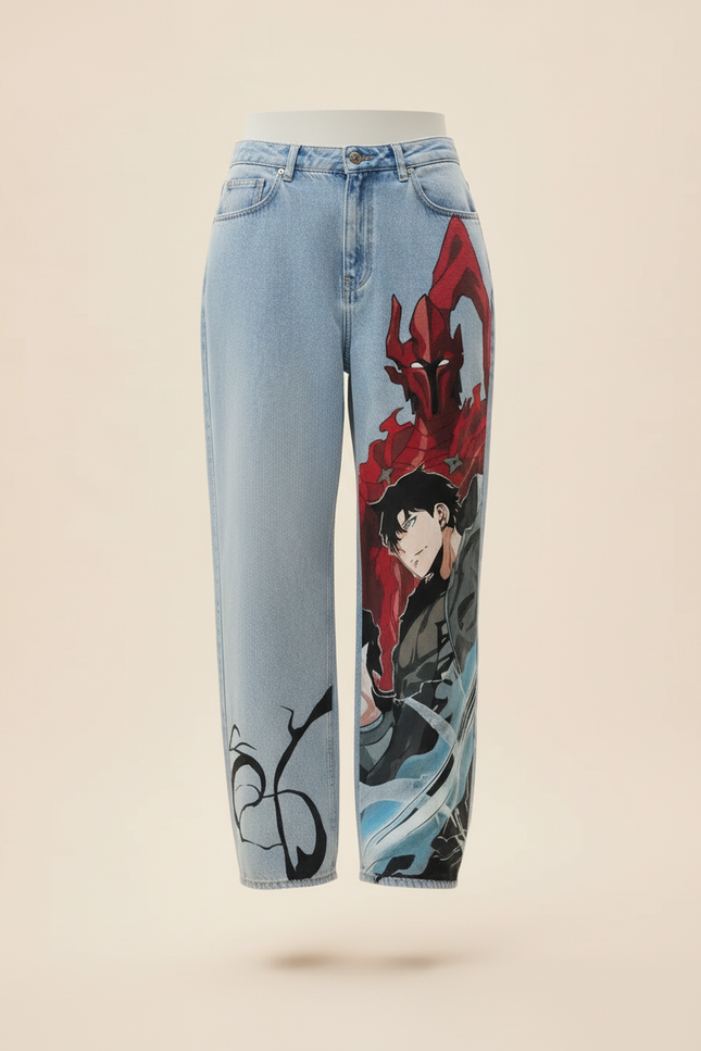 Pantalon Baggy Jean Clair Ample Manga Anime - Bleu - vue 3