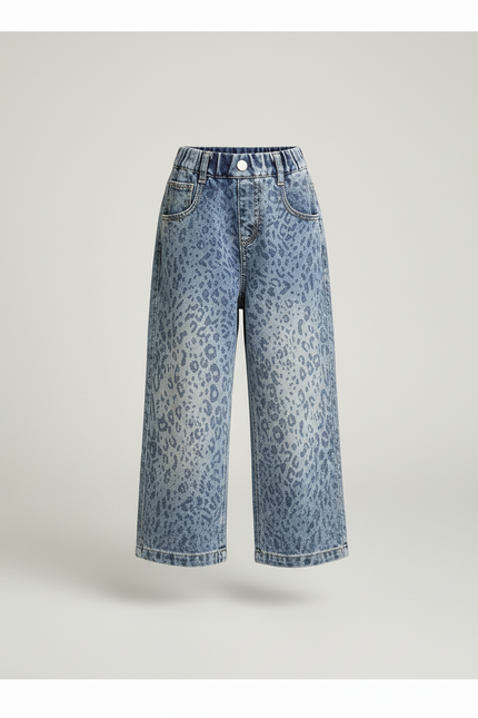 Pantalon Baggy Léopard Denim Ample Fille - Imprimé Jean - vue 3
