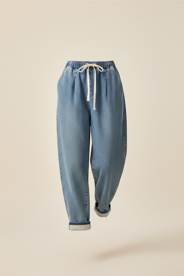 Pantalon Baggy Jean Bleu Ample Confortable - vue 3