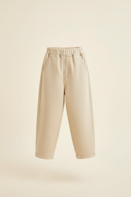 Pantalon Baggy Beige Coton Ample Unisexe Décontracté - Molleton - vue 3